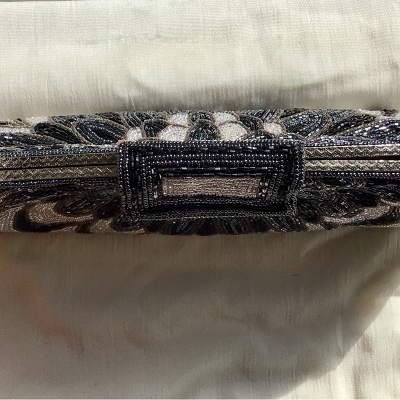 Vintage SharMark Black and Clear Beaded Clutch - Picture 11 of 13